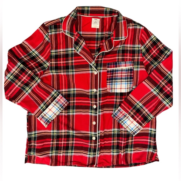 Lands' End Flannel Pajama Set Pants Top Cotton Soft Red Plaid PJs Ladies XL - Picture 3 of 10
